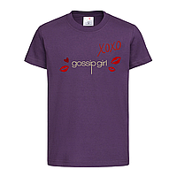 Фиолетовая детская футболка Gossip girl xoxo (13-19-3-фіолетовий)