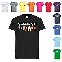 Черная детская футболка С надписью Gossip girl (13-19-4)