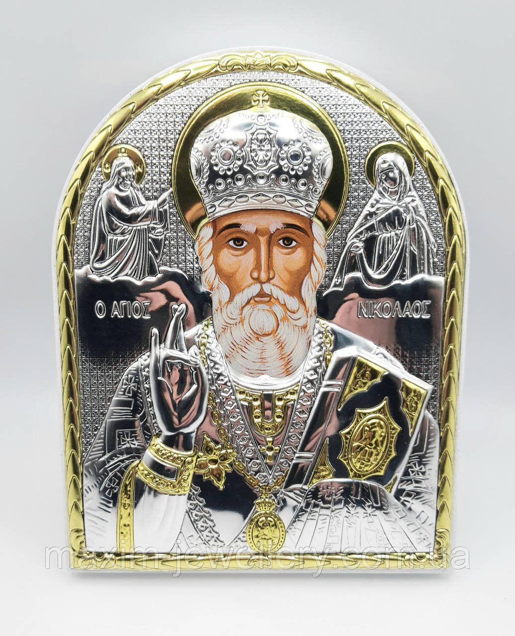 Срібна ікона "Святий Миколай Чудотворець"