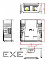 Компьютерная розетка Cablexpert RJ45x2 UTP, cat.5e (NCAC-2U5E-01)