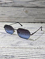 Солнцезащитные очки синие, унисекс  в  металлической оправе ( без бренда )