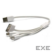 Кабель PowerPlant USB to microUSB + miniUSB + Lightning + Apple 30pin, 0.5м White (KABUSBALL)