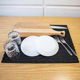 Килимок для сушіння посуду (килимок для кухні підкладка під мокрий посуд) 50х40 см OSPORT (R-00053) Чорний