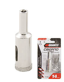 Свердло трубчасте GRANITE з алмазним напиленням для скла та плитки 14 мм 2-01-214