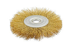 Щітка дискова MASTERTOOL з латунованого рифленого дроту 180х22.2 мм 19-9118