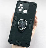 Чохол для Xiaomi Redmi 12C протиударний з кільцем і високими бортами і захистом камери ЧОРНИЙ ударостійкий, фото 2