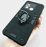 Протиударний чохол для Xiaomi Redmi 12C чорний з кільцем підставкою ударостійкий чохол ксіомі редмі 12с, фото 5