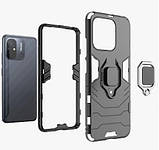 Протиударний чохол для Xiaomi Redmi 12C чорний з кільцем підставкою ударостійкий чохол ксіомі редмі 12с, фото 6