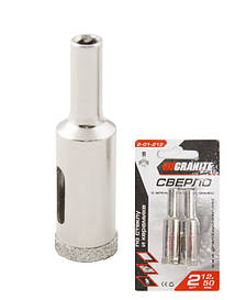Свердло трубчасте GRANITE з алмазним напиленням для скла та плитки 12 мм 2 шт 2-01-212