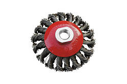 Щітка конусна MASTERTOOL із плетеного дроту 100 мм М14 19-8010