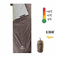Спальник-одеяло демисезонный +15/+7/-3°C Naturehike Ultralight LW180 левый коричневый