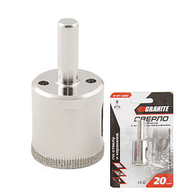 Свердло трубчасте GRANITE з алмазним напиленням для скла та плитки 20 мм 2-01-220