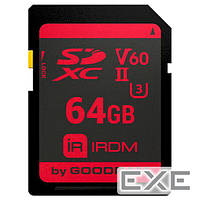 Карта памяти GOODRAM SDXC IRDM 64GB UHS-II U3 V60 (IR-S6B0-0640R11)