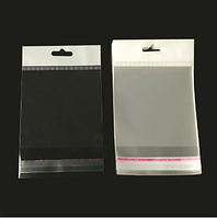 Пакети для упаковки прозорі з клейкою стрічкою та підвісом 10*13,5+3\25мк(еврослот 3,5)(1000 шт)
