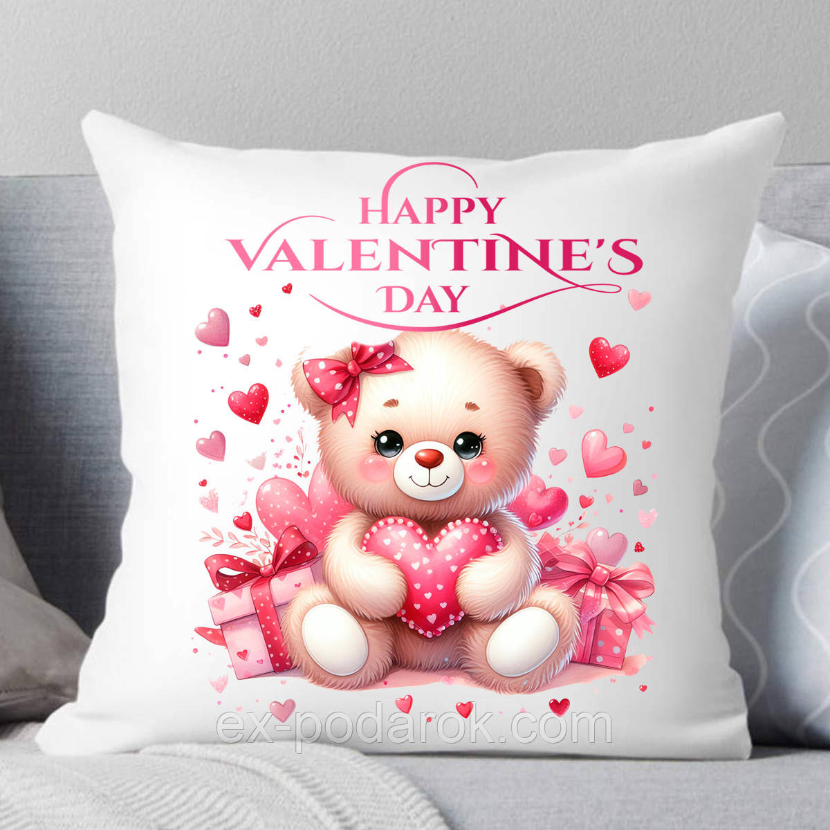 Подушка " Happy Valentine's Day". Подушка на день валентина