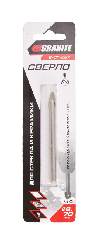 Свердло-піка для скла та плитки GRANITE 8х70 мм 2-01-087, фото 1