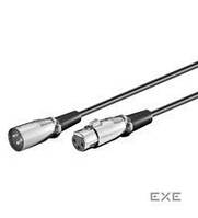 Кабель Goobay аудіоподовжувач XLR 3p M/F 2.0m, Metal корпус D = 5.5 mm, чорний (75.05.0705-1)