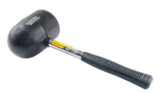 Киянка гумова MASTERTOOL 90 мм 1250 г металева ручка напівкруглий бойок чорна 02-1305