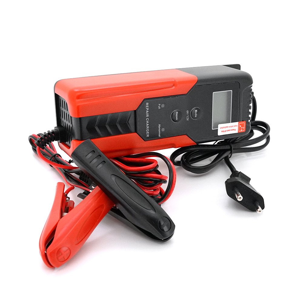 Автоматичний ЗП для акумулятора 6V/12V, R12, 100-240V, 0,45-10А, LCD, клеми (AGM/GEL/Lead)