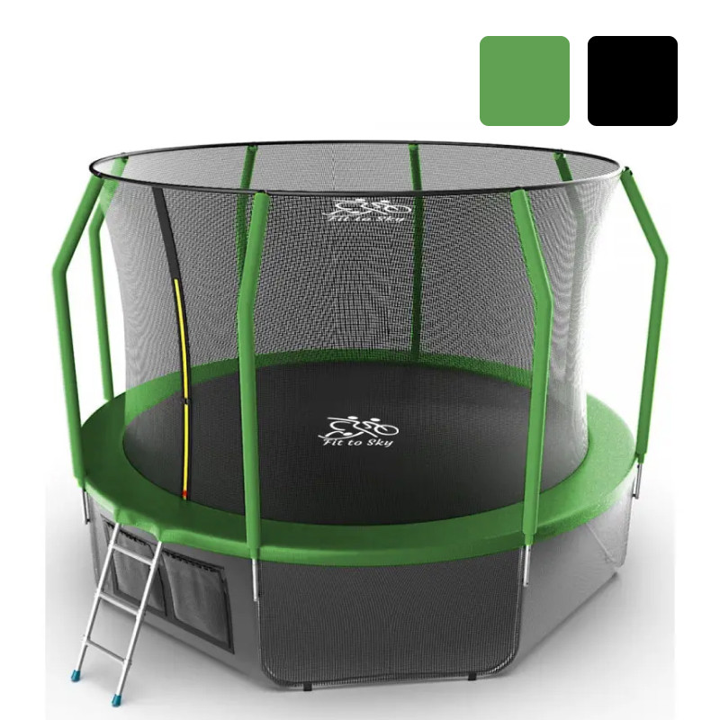 Батут FitToSky 183см 36 пружин з внутрішньою сіткою + драбинка для дітей дорослих R_2256