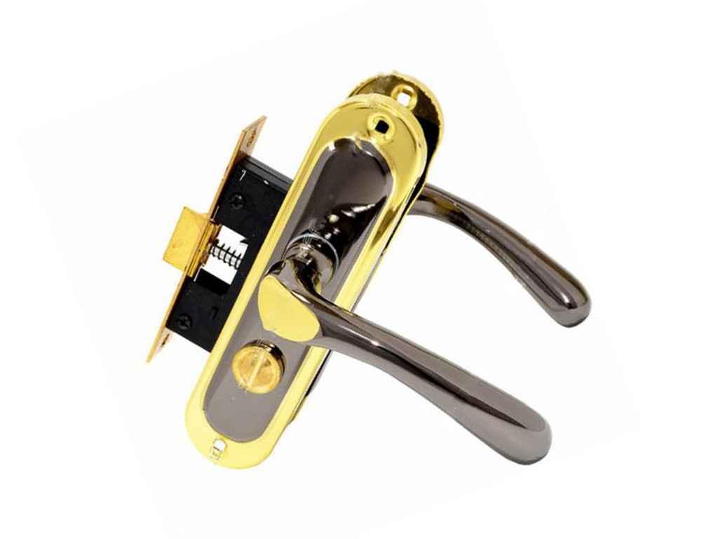 Комплект ручок з клямкою Чорне золото BK 18H BK04H39 BN/GP ТМ ФУРОР, фото 1