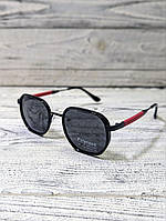 Солнцезащитные очки черные, унисекс в черной металлической оправе ( без бренда )