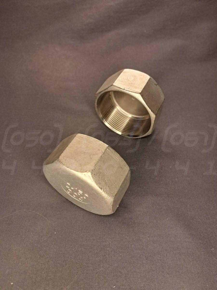 Заглушка нержавіюча DN50 (2") з внутрішньою різьбою BSPP, н/ж сталь AISI304, Class 150, восьмигранна