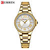 Красиві класичні жіночі годинники золоті круглі з нержавіючої сталі з римськими цифрами Curren оригінал оригінал, фото 5