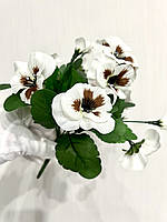 Искусственный букет - фиалка трехцветная ( анютины глазки 28 см ) ( белая )