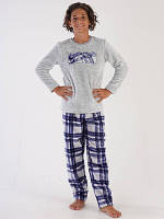 Плюшевая теплая подростковая пижама для мальчика 13-14 лет, серый