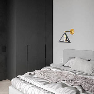 Чорне бра в стилі лофт (56-W220F-1 GD+BK), фото 2