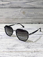 Солнцезащитные очки черные, унисекс в серой металлической оправе ( без бренда )