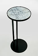 Керамічний приліжковий стіл з чорною металевою опорою Blue stone