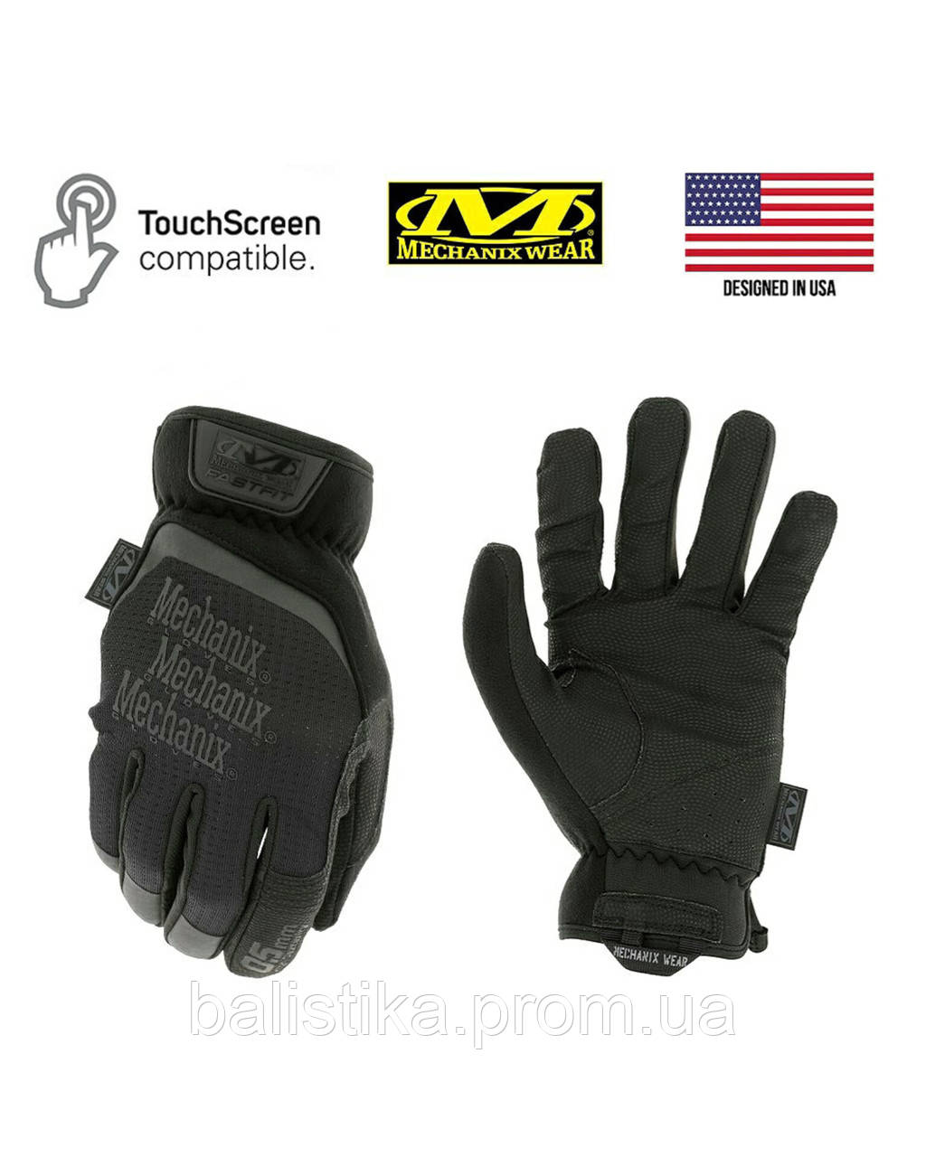 Перчатки сенсорные Mechanix Fastfit Covert,тактические комфортные штурмовые рукавички НАТО черные для ВСУ