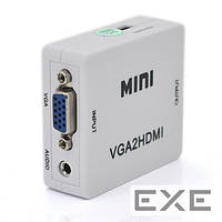 Конвертер Mini, VGA2HDMI, ВЫХОД HDMI(мама), на ВХОД VGA(мама) 720P/1080P, White, B (YT-CM-VGA2/HDMI)