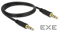 Кабель аудіо-сигнальний Jack 3.5mm 4pin M/ M 1.0m,Apple Stereo 1:1 AWG24 AUX Gold,чо (70.08.3435-50)