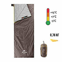 Спальник-одеяло демисезонный +15/+7/-3°C Naturehike Ultralight LW180 правый коричневый