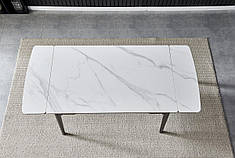 Стіл BONN CERAMIC 130(180)*80 білий глянець/чорний каркас
