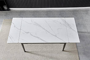 Стіл BONN II CERAMIC 140(200)*90 білий глянець/чорний каркас, фото 2