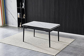 Стіл BONN II CERAMIC 140(200)*90 білий глянець/чорний каркас, фото 3