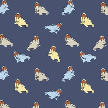 Кулір стрейч трикотажне полотно преміум класу принт моржі