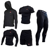 Компрессионный комплект для тренировок мужской 5в1 Reebok BLACK