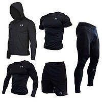 Компрессионная одежда Under Armour 2024 5в1 BLACK (комплект для фитнеса, занятия единоборств)