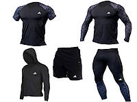 Компрессионный сопртивный комплект Adidas 5в1 (одежда для спорта,занятия единоборств/MMA)