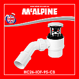 Сифон клік-клак для душового піддона з інтегрованим переливом хром HC26-IOF-95-CB McALPINE, фото 3