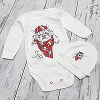 86 9-12 міс шапочка і котонове боді довгий рукав на кнопках для хлопчика бавовна 3147 БЖВ