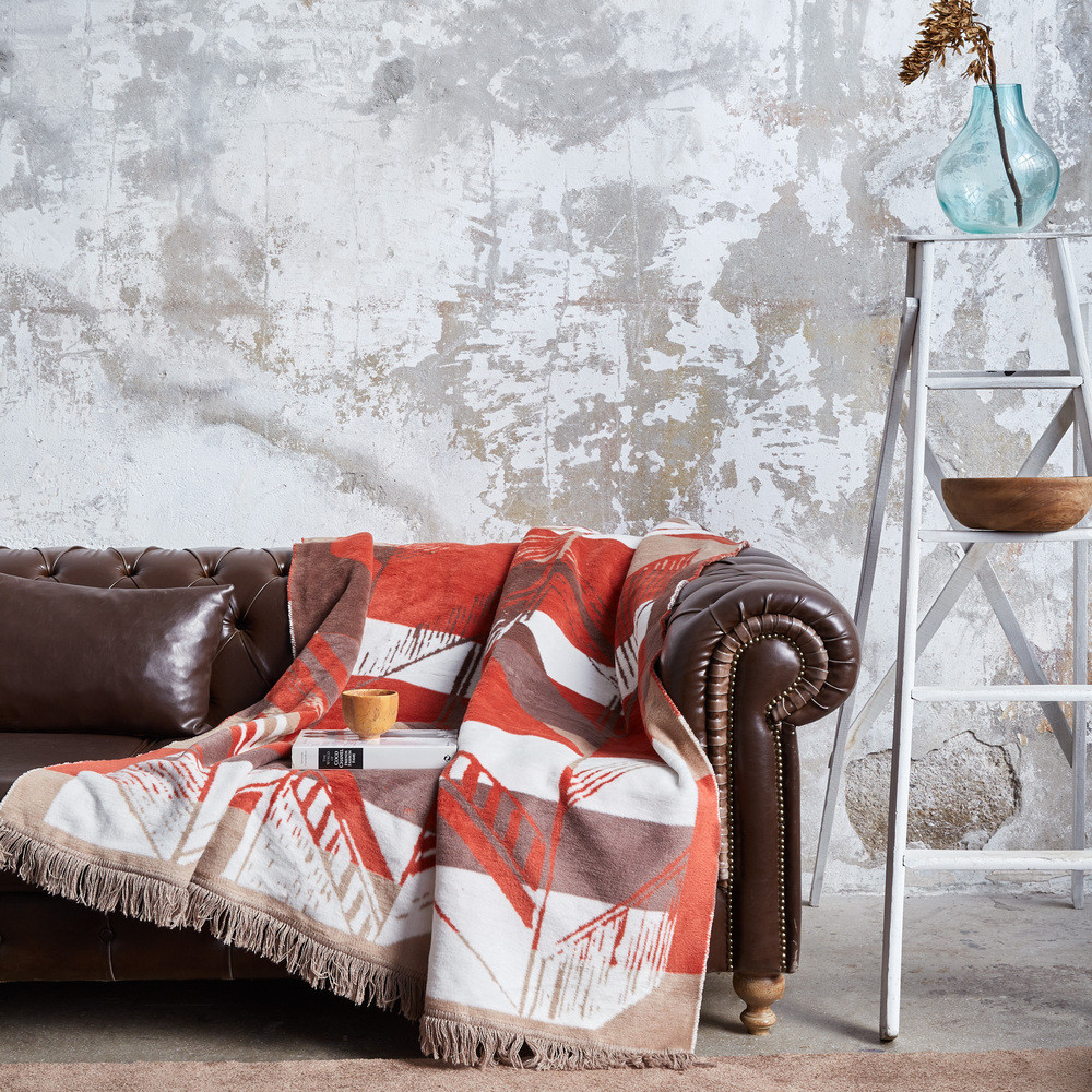 Плед покривало Kassandra євро 200x220 см IDEIA см терракот бавовна натуральне, фото 1