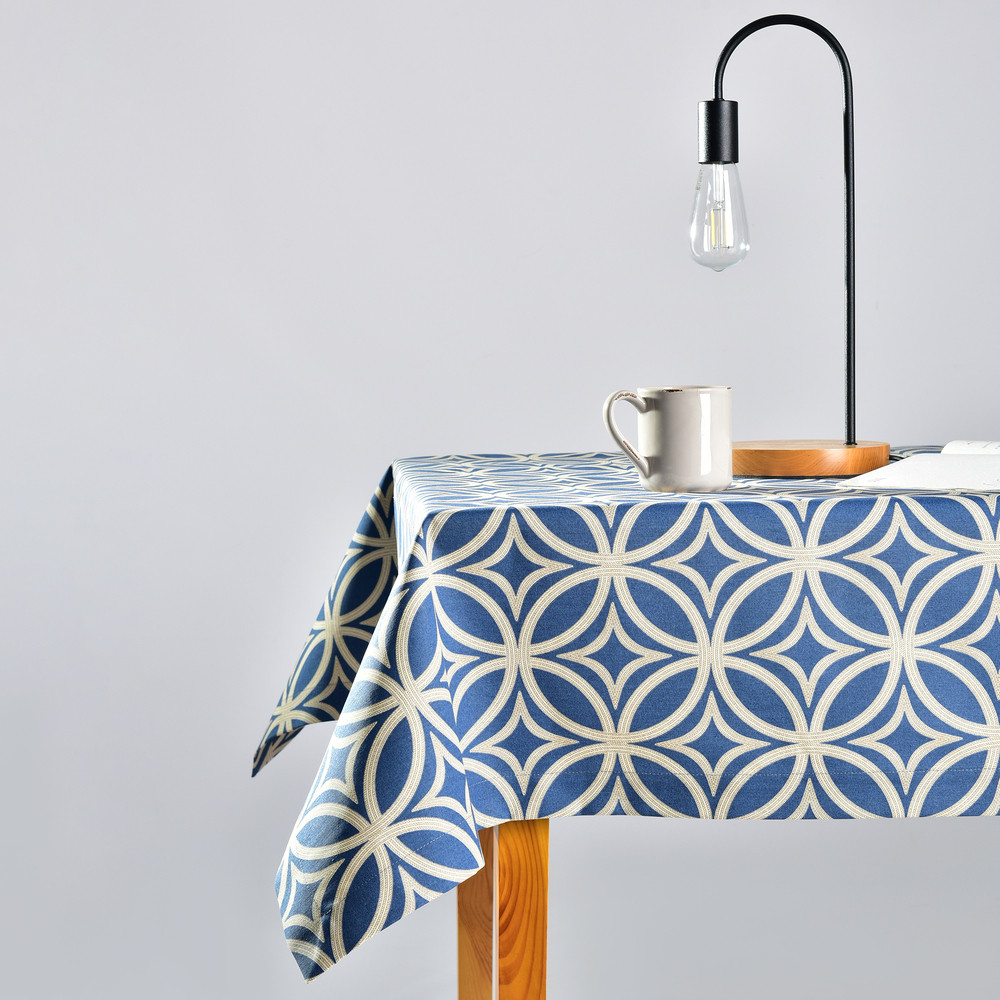 Скатертина 140х170 см IDEIA з пляма і водовідштовхувальним просоченням бавовна візерунок синя, фото 1