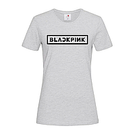 Светло-серая женская футболка С надписью Blackpink (14-1-2-1-світло-сірий меланж)