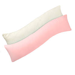 Наволочка для подушки S-Form IDEIA 40х130 см, сатин, бавовна, колір пудра, натуральна тканина, з блискавкою та вишивкою